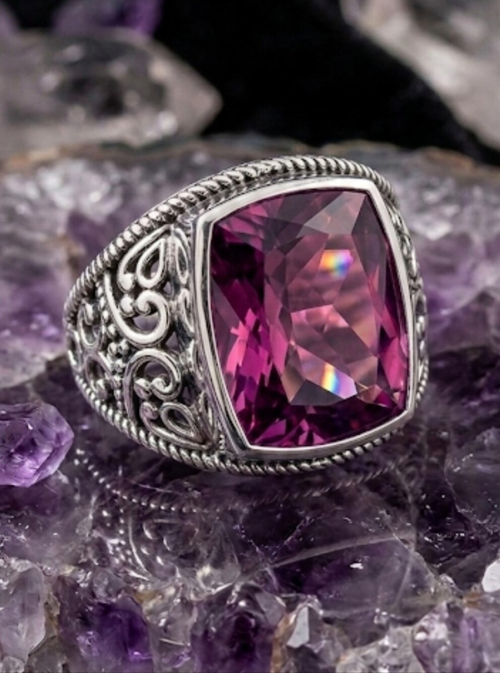 Patroke Quartz Solitaire Ring in Sterling Silver 11.65 ctw